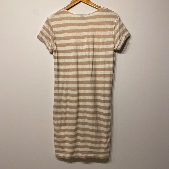 Theory Karelo L Striped V-Neck Linen T-Shirt Coastal Mini Dress - Picture 3 of 5